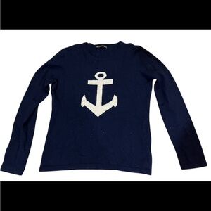Hannah Rose Navy Knit with White Nautical Motif cashmere.